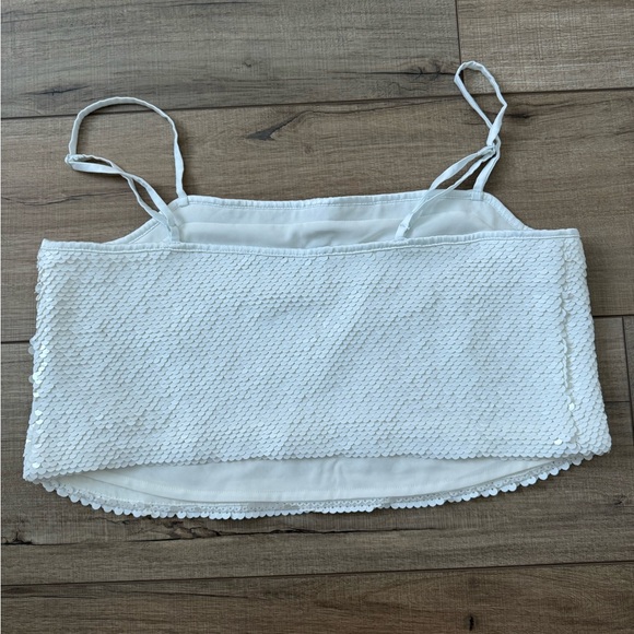 NWOT Abercrombie White Sequin Crop Top - Picture 4 of 4